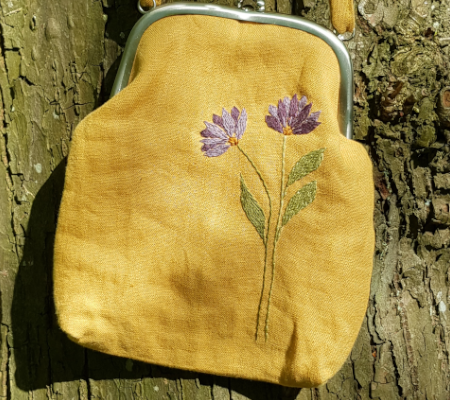 Handtasche Sommerblume gelbe Handtasche mit aufgesticktem Blumenmotiv